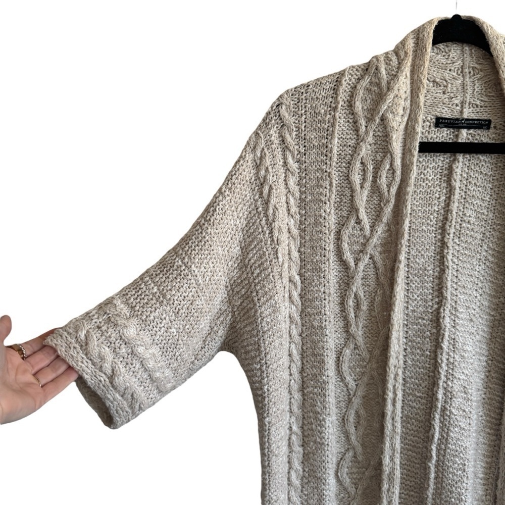 Peruvian Connection Open-Front Elbow Sleeve Pima … - image 3